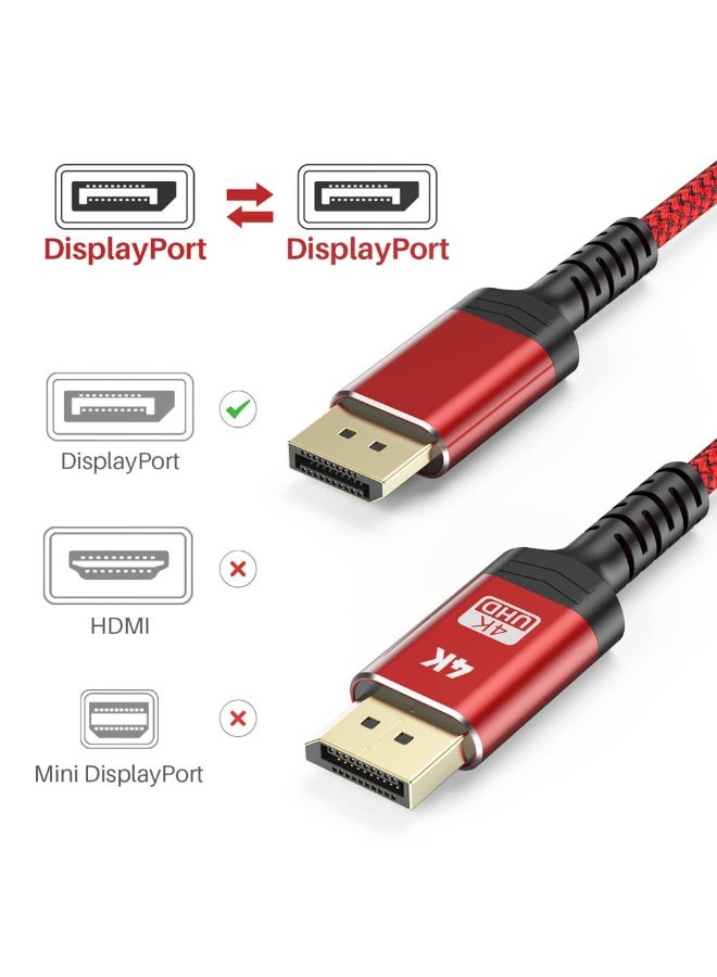 DisplayPort to DisplayPort Cable (1.8M) , 4K DisplayPort 1.2 Cable[4K@60Hz, 2K@165Hz, 2K@144Hz], 1.2 DP to DP Cable Gold-Plated Nylon Braided High Speed - Image 4